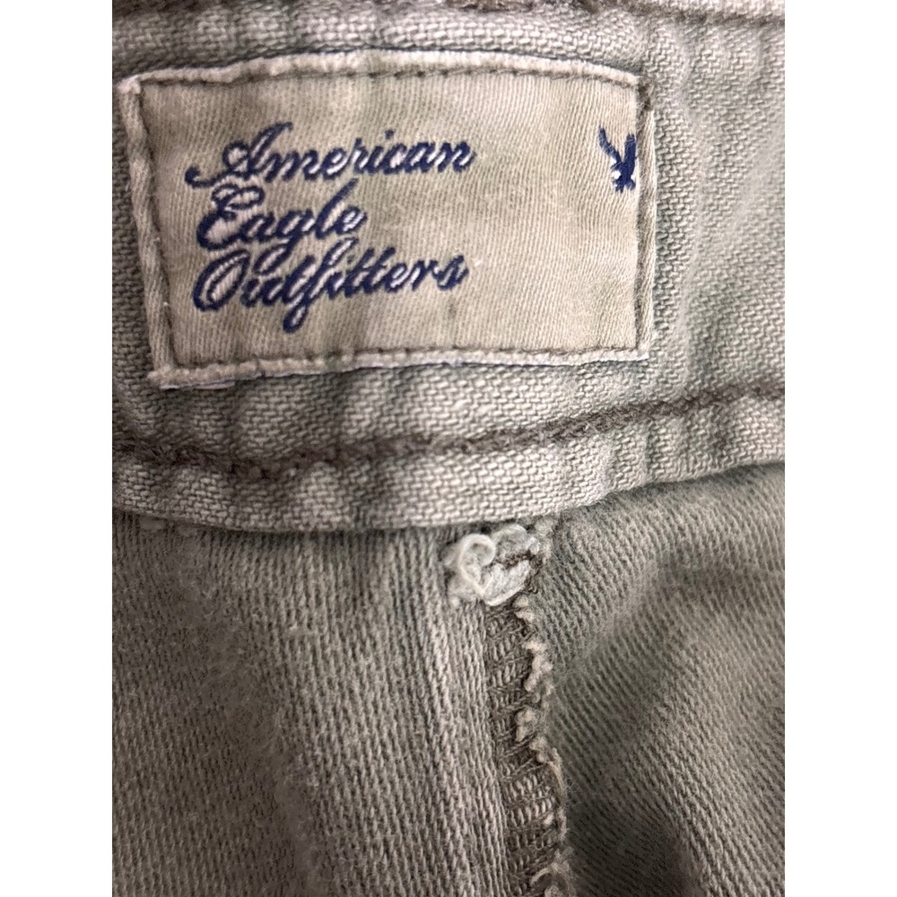 American Eagle Olive Green Cargo Shorts Women Frayed Hem Floral Ties Utility - Picture 8 of 10